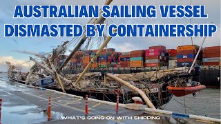 Sail Training Ship Leeuwin Struck by Maersk Shekou in the Port of Fremantle August 30 2024 [upl. by Doraj]