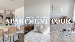 APARTMENT TOUR minimal modern amp cozy 1 bed 1 bath outside of Boston 🤍🏠✨ [upl. by Joost]