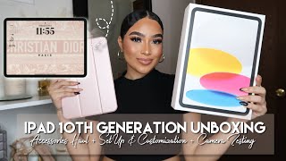 iPad 10th Generation Unboxing and Accessories Haul ♡ Set Up  Customization Aesthetic ASMR [upl. by Silyhp]