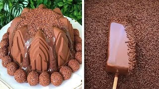 Homemade Banana Chocolate Cake With Milk Cream Recipes  The Best Chocolate Cake Decorating Ideas [upl. by Arabeila]