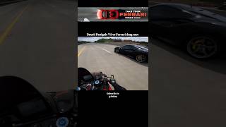 Ducati panigale V4 vs Ferrari drag race shorts rider viral [upl. by Adile]