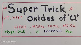 All about Oxoacids of Cl  Naming Trick structure IIT JEE NEET and AIIMS IITianThinking [upl. by Werdna]