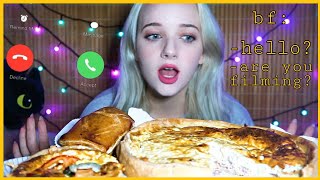 🇨🇵 French quiche lorraine amp pâté lorrain mukbang 🥧 feat boyfriend 📞 [upl. by Paulie]