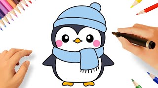 COMO DESENHAR UM PINGUIM FOFINHO FÁCIL 🐧❤️ [upl. by Claudell]