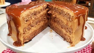 Torta de dulce de leche y nuez cubierta con dulce de leche [upl. by Arawaj818]