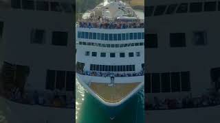 A large cruise ship passes through the narrow Corinth Canal [upl. by Neala]