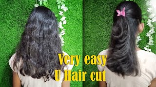 Very easy U hair cuthow to U shape u haircut for medium lengthu shaped haircut with layers medium [upl. by Severen886]