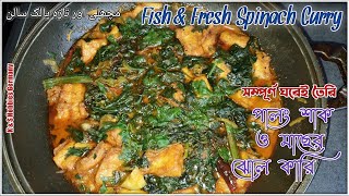 FISH with FRESH SPINACH CURRY  Palak Aur Machli Ka Salan  SPINAT FISCH  পালংশাক মাছ ফিলের কারি 4K [upl. by Layla]