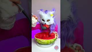 Wie essen Katzen Wassermelonen 🍉 [upl. by Wilscam305]