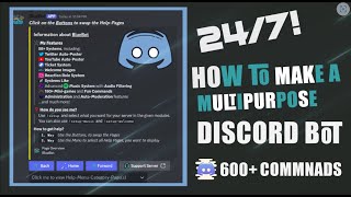 How to Make a Multipurpose Discord Bot 247  2024 Without Coding  allinonebot coding  PHVDEV [upl. by Guglielmo]