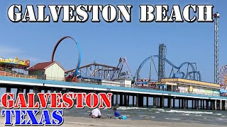 Galveston Beach  Galveston  Texas  Beach Walking Tour [upl. by Nwahsit362]