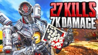 INSANE Pathfinder 27 KILLS and 7300 Damage Apex Legends Gameplay [upl. by Boorer]