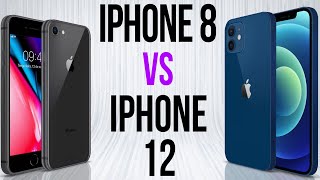 iPhone 8 vs iPhone 12 Comparativo [upl. by Neilson853]