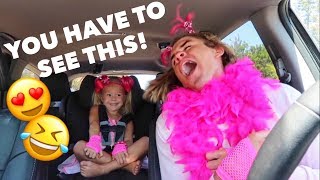 4 YEAR OLD GIRL AND DADDY DO CUTEST CARPOOL KARAOKE EVER [upl. by Annoid]