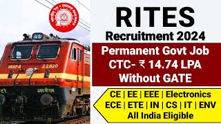 RITES Recruitment 2024CTC ₹1474 LPARITES Vacancy 2024RITES Railway Recruitment 2024Latest Jobs [upl. by Screens]