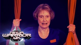 64 Years Old Elizabeth Hammersleys takes on the course  Ninja Warrior UK [upl. by Karsten]