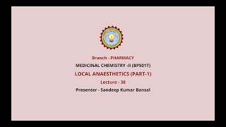 Medicinal Chemistry II  Local Anaesthetics Part1 AKTU Digital Education [upl. by Chappelka]