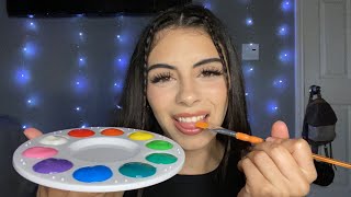 Asmr spit painting you with edible paint againmouth sounds🎨🖌️🖼️ [upl. by Morven914]