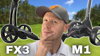 A CLEAR WINNER Motocaddy M1 vs Powakaddy FX3  Electric Golf Trolley Head to Head [upl. by Haase]