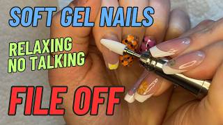 Filing Off my Old Gel Nails  Relaxing [upl. by Nerraf446]