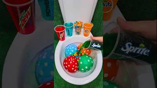 Experiment  Rainbow Balloons VS Cola Mtn Dew Pepsi Fanta Sprite and Mentos in Toilet shorts [upl. by Harrod]