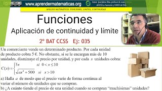 Límites y continuidad Aplicaciones Unidades 2 BAT ccss2 05 35 José Jaime Mas [upl. by Analle]