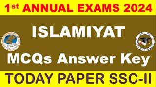 Today Islamiyat Paper 2024 class 10th  FBISE SSCII Paper Answer Key  1st Annual Exams 2024 [upl. by Sibbie]