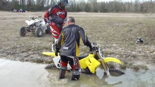 Bill sinking his rm 125 in a small mud hole and trying to get it out [upl. by Rehpotsirk361]