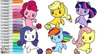 My Little Pony Cutie Mark Crew Coloring Book Compilation Seaponies MLP Rainbow Dash Applejack [upl. by Pero905]