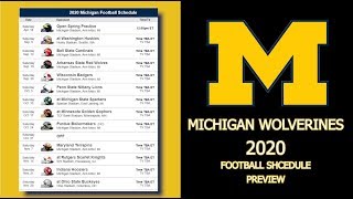 MICHIGAN WOLVERINES 2020 FOOTBALL SCHEDULE PREVIEW [upl. by Halli]