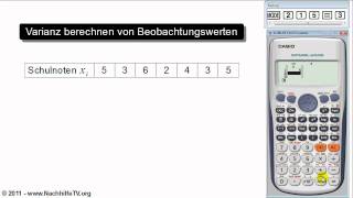 Varianz und Standardabweichung berechnen von Beobachtungswerten mit Taschenrechner [upl. by Anelas]