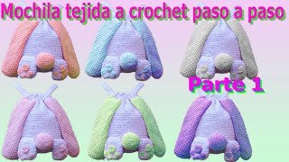 Mochila o bolso tejido a crochet o ganchillo parte 1  Backpack knitted crochet part 1 hobby time [upl. by Suivatal]