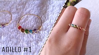 💍Anillo de alambre con mostacillas Estilo arcoiris 🌈  saber talla de anillo Alambrismo  Diy Cute [upl. by Eilah]