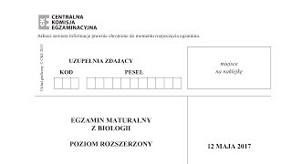 Matura biologia  maj 2017  poziom rozszerzony  stara podstawa  CKE [upl. by Dimphia]