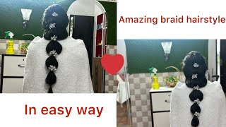 Amazing braid hairstyle in easy way for biggners messy braid unique braid long braid littlegirlbraid [upl. by Rogers]