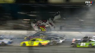 MYATT SNIDER FLIPS INTO THE FENCE AT DAYTONA 2022 NASCAR XFINITY SERIES [upl. by Notsuoh]