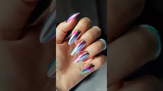 🦠multi colours long holographic nails designs get looks these nails 💅 [upl. by Atinehc]