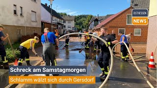 KIRCHHEIM Schreck am Samstagmorgen Schlamm wälzt sich durch Gersdorf [upl. by Yenaled146]