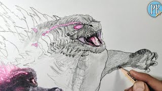 How to Draw pink GODZILLA from godzilla x kong the new empire [upl. by Aeneus863]