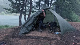 Solo Camping in Heavy Rain  Camping With Thunder Storm  Small Tent in the Forest  ASMR [upl. by Notlit]