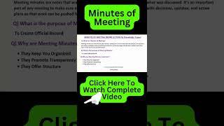 Minutes of Meeting  Minutes of Meeting Format  Meeting Minutes [upl. by Aramenta73]