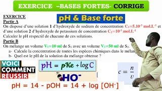 Base ForteéquationConcentration volumiquepH14logHOpH mélange [upl. by Shari782]