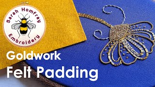 Goldwork embroidery for beginners  Introduction amp felt padding Goldwork flosstube tutorial [upl. by Yregram]