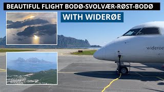 Beautiful flight with Widerøe Dash8 from Bodø to Svolvær to Røst to Bodø  July 2022  4K [upl. by Ariaz]