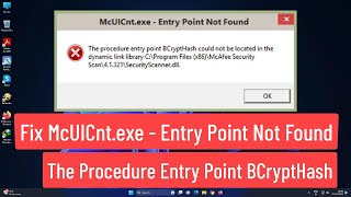 McUICntexe Entry Point Not Found The Procedure Entry Point BCryptHash Could Not Be Located Fix [upl. by Goldfarb]