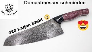 Wie geht das Damastmesser schmiedenherstellen Küchenmesser schmieden Damaszener Messer [upl. by Isac]