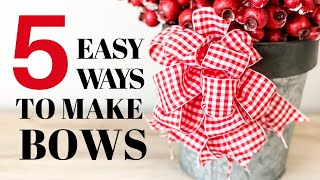 How to Make a Bow with Wired Ribbon  5 EASY ways [upl. by Emma]