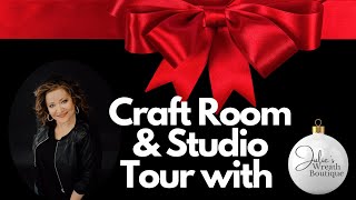 Studio Tour with Julies Wreath Boutique  Craft Room Organization  Craft Room Tour [upl. by Alleusnoc359]