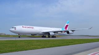 Airbus A340300  Eurowings Training Flight from Dusseldorf to Vienna in 4K [upl. by Mcnamara]