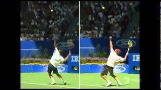 1995 AO AgassiSampras serve comparisonavi [upl. by Noicpesnoc]